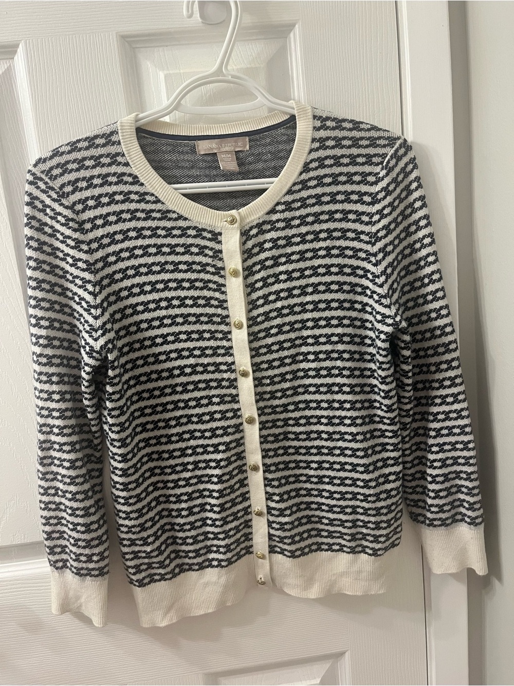Banana Republic Silk Blend Jacquard Cardigan Nautical M